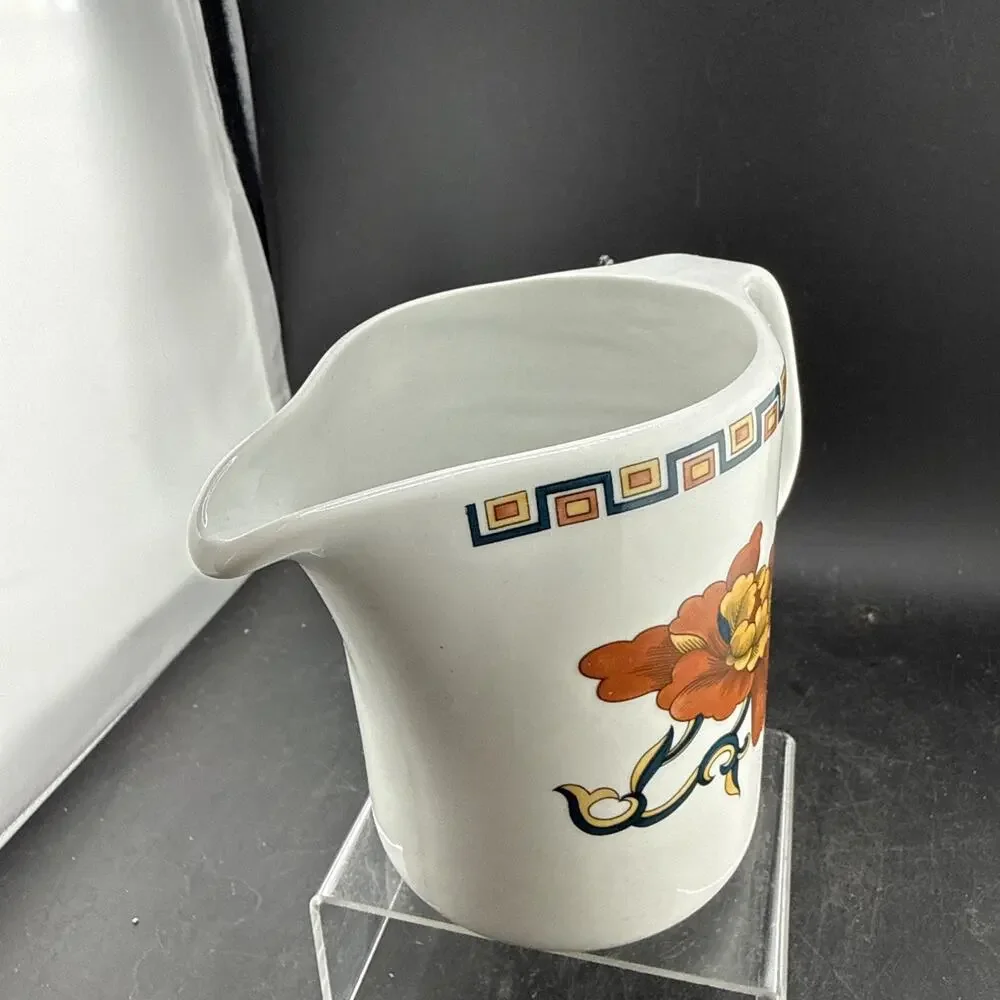 Vintage Sarreguemines Syracuse Creamer Pitcher 1970s French Art Pottery Flower